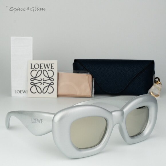 Loewe Women Sunglasses LW40117I 20C Silver Grey Smoke Mirror Cat Eye BRAND NEW - Picture 1 of 10
